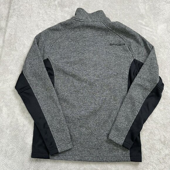 Spyder Men's Pull Over 1/4 Zip Long Sleeve Sweater Size M Gray Black Mock Neck - Picture 4 of 11